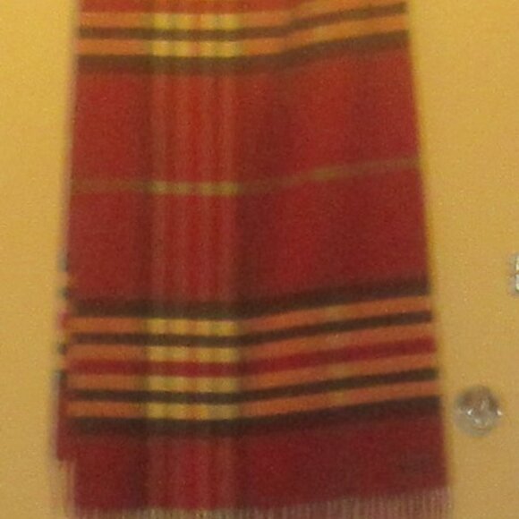 V. Fraas Feel Cashmink Vintage Red Black Extra Large Scarf, Made in Germany M112 - Picture 2 of 7